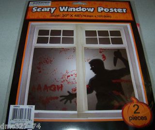 HALLOWEEN Prop Decor SCARY Window COVER Poster MURDERER Killer ~ 2 