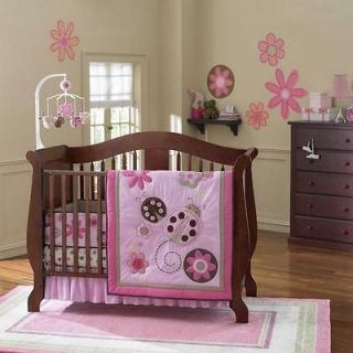   Flower Ladybug Theme Cheap Baby Girl Nursery Child Crib Bedding Set
