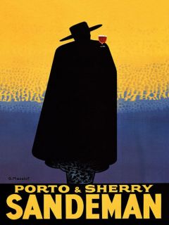 HUGE 36 X 48 Sandeman Porto Sherry Wine Portuguese Vintage Poster 