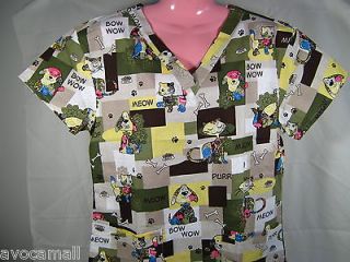 Newly listed NEW Scrubs Top Dog Bow Wow Cat Meow MEDIUM Medical 