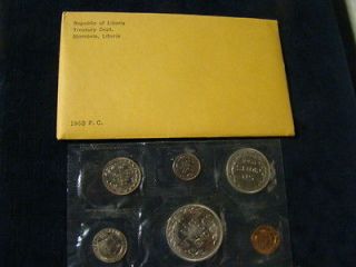 REPUBLIC OF LIBERIA UNCIRCULATED 1968 6 COIN SEALED PROOF SET