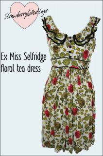 Ex Miss Selfridge floral soft & stretchy tea dress sizes 6, 8, 10, 12 