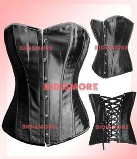 black satin boned hook up fashion corset shaper xl