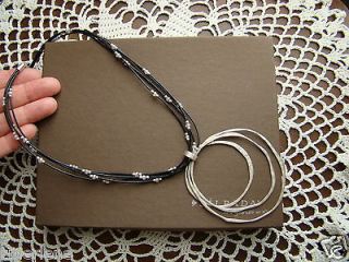Silpada SET, CZ, Sterling Silver, Leather Necklace N1976, S2201 