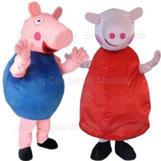Adult Size George And Peppa Pig Mascot Costume Cartoon Clothing Party 