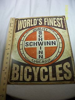 Schwinn   Worlds Finest Bicycles Metal Tin Sign   Reproduction