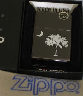 ZIPPO PALMETTO Lighter SC State Flag EBONY Black Mint In Box