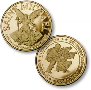 Saint Michael   SWAT 2 MerlinGold® Law Enforcement Challenge Coin