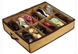 Fabric Intake Shoe Organizer Holder Bag Box for 12Pairs Under Bed 