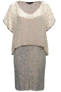 French Connection Pearl Queen silver sequins Dress Size 6 OR UK 10