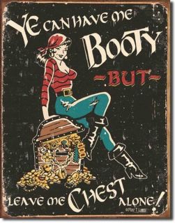 vintage metal pirate booty nautical sign humor maritime bar time
