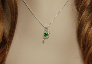 Chrome Diopside .79 ct Fancy Pendant / Necklace   Sterling Silver