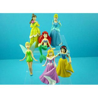 Set of 6 pcs Disney Princess Snow White Belle Tinkerbell 3 Action 