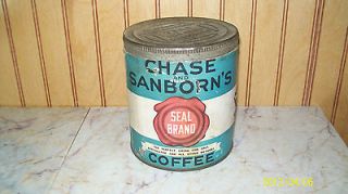 dated 1933 paper label chase and sanborn coffee tin time