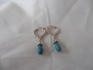 sterling turquoise dangle rope hoop earrings  25