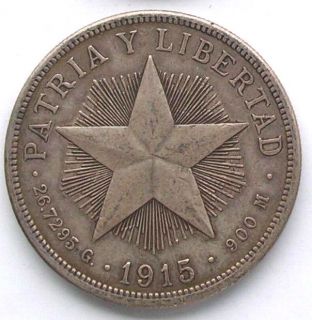 cuba 1915 star un peso silver coin from china time