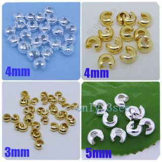 100/200 pcs Copper Gold/Silver Plated Conceal Crimp Knot Cover End 