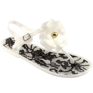 womens white flower flip flop summer flat sandals 3 8
