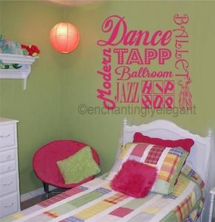 Dance Ballet Sports Vinyl Decal Wall Sticker Words Lettering Teen Girl 