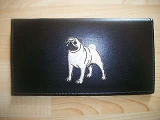 newly listed pug dog black leather checkbook cover 