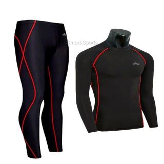   Skin Tight Fitness Compression Long Sleeve Top + Pants Set XS XXL
