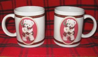 Ruth & Bill Morehead Christmas Teddy Bear Mugs Set of 2 Houston 