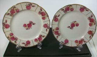 Vintage Royal Sealy China Lustreware Pink Rose Bread & Butter Plates 