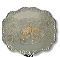 Wage Custom Silver Scallop Rodeo Trophy Engraved Buckle