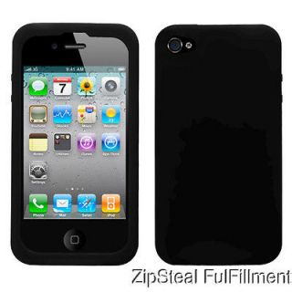 New Black Rubber Gel Soft Silicone Case Cover Skin for Apple iPhone 4 