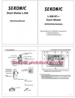 Sekonic L 508 Zoom Master Exposure Meter & L 508 Cine Instruction 