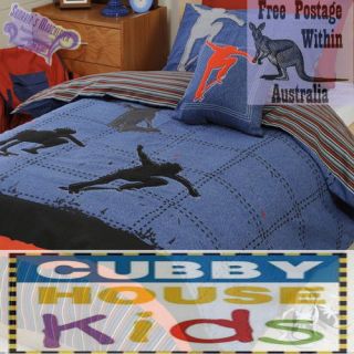 Freestyle Skateboard   Single Bed Quilt Cover Set + Square Cushion 