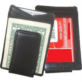 Men High Quality Black Genuine Leather Money Clip Wallet   310R