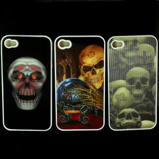 3pcs New Nice Classic 3D Skull Back Case Cover For Iphone 4G 4S, QA17 
