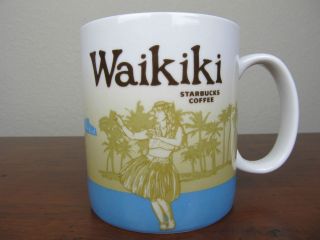 NWT 2010 Starbucks Waikiki 16 oz Global Icon Series Coffee Tea Mug