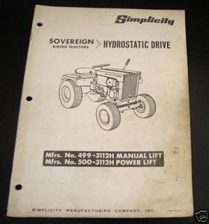 simplicity sovereign 499 500 riding tractor part book time left