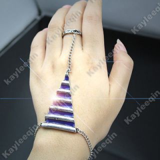   Silver Sailor Navy Triangle Spike Chain Hand Harness Bracelet Ring