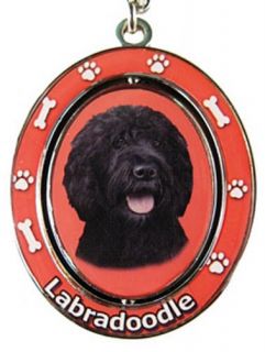 BLACK LABRADOODLE SPINNING KEYCHAIN DOG KEY CHAIN WITH  
