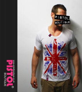 SALE Pistol Boutique Paint Splat Union Jack British flag print tshirt 