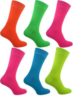 NEW NEON MENS SOCKS PINK GREEN YELLOW ORANGE TURQUOISE BLUE *PARTY 