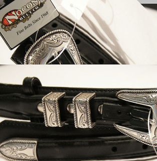 New Black Ranger Belt by Nocona Plain Smooth Leather Laced Edges 