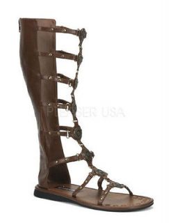 mens roman gladiator warrior brown knee high sandal shoes