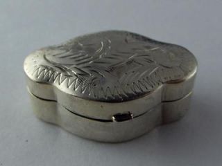 sterling silver pill box with engraved lid stamped 925 from