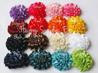 24 Ruffle Flower Silk Mini 2 inch   Wholesale Lot   YOU Pick Colors 
