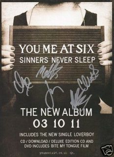 You Me at Six   Sinners Never Sleep Signed Poster