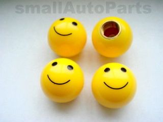 car truck bike yellow ***SMILE FACE BALL*** tire/wheel air valve 