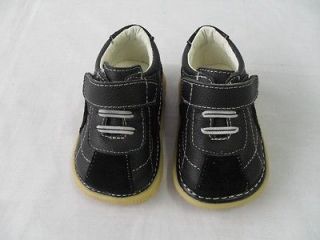   Black Genuine Leather & Suede Squeaky Shoes Toddler 7 + Xtra Squeakers