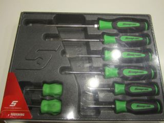 Snap On Tools 8pc Green Soft Handle Screwdriver Set 8 pc. New 