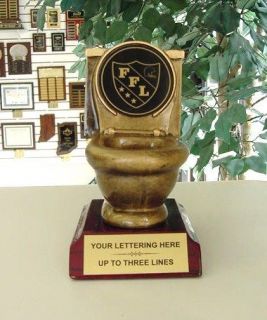 last place fantasy football trophy gag toilet bowl cool time