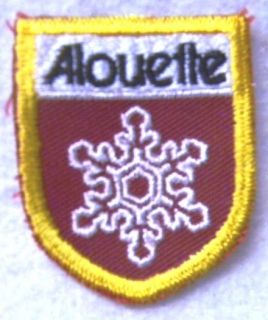 VINTAGE SNOWMOBILE ALOUETTE  SMALL SHIELD  SEW ON PATCH OUT OF THE 
