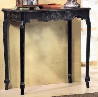  FURNITURE Scallop Detail Black Wood HALL SOFA ACCENT CONSOLE TABLE